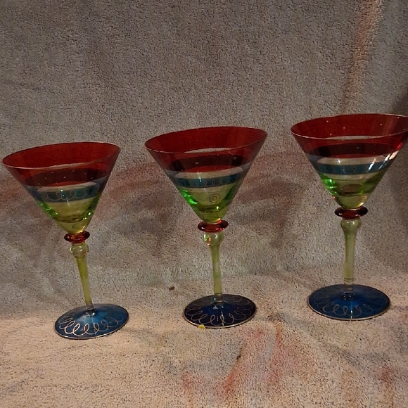 Pier 1 Red and Blue Martini Glass Set